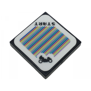 black tile 2 x 2 with super mario scanner code tri-speeder standard bike and start pattern sticker - sets 72034 72036