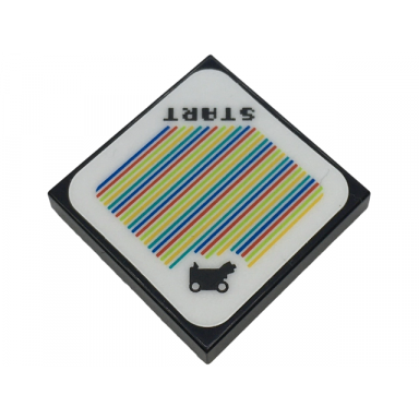 black tile 2 x 2 with super mario scanner code biddybuggy wild wiggler and start pattern sticker - sets 72034 72036