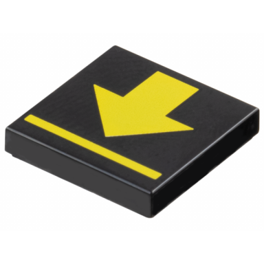 black tile 2 x 2 with yellow arrow and line pattern