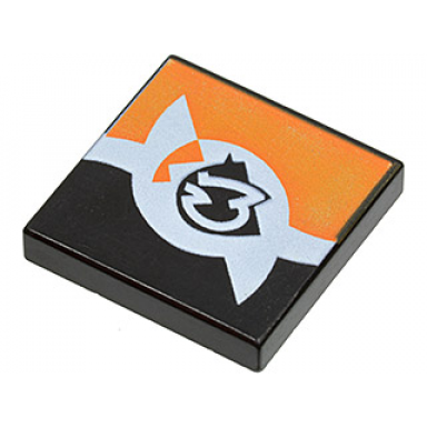 black tile 2 x 2 with sw white and orange pattern