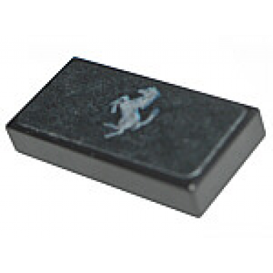 black tile 1 x 2 with ferrari logo silver horse horizontal orientation pattern sticker - set 8671