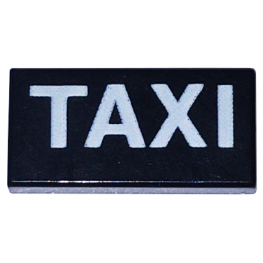 black tile 1 x 2 with white taxi pattern