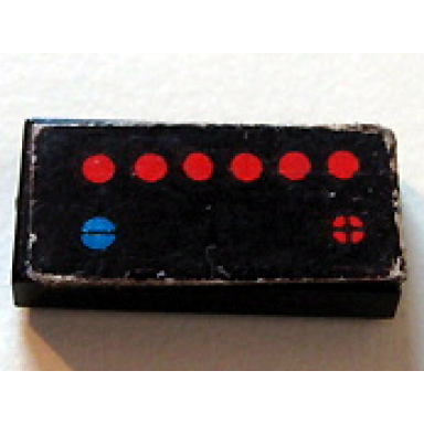 black tile 1 x 2 with 6 red dots car battery top pattern sticker - set 377-1