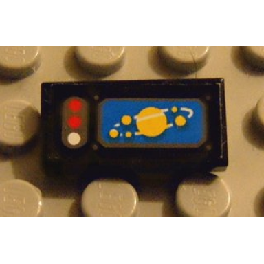 black tile 1 x 2 with 3 buttons solar system display pattern sticker - set 8480