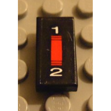 black tile 1 x 2 with red switch 1 2 pattern sticker - set 8880