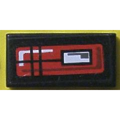 black tile 1 x 2 with red and white taillight pattern model left side sticker - set 8286