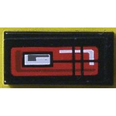 black tile 1 x 2 with red and white taillight pattern model right side sticker - set 8286