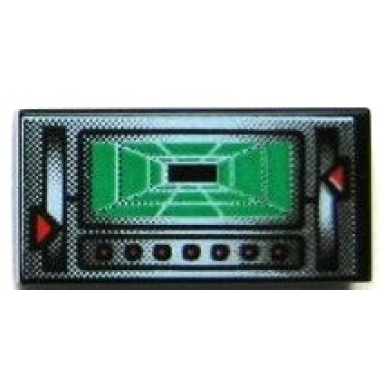 black tile 1 x 2 with alpha team green screen and controls pattern