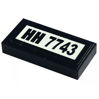 black tile 1 x 2 with hh 7743 pattern sticker - set 7743