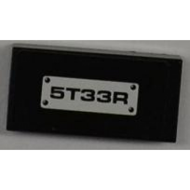black tile 1 x 2 with 5t33r pattern sticker - set 8186
