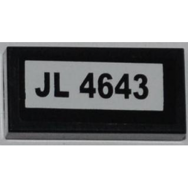 black tile 1 x 2 with jl 4643 pattern sticker - set 4643