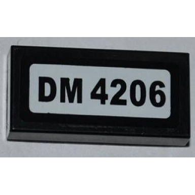 black tile 1 x 2 with dm 4206 pattern sticker - set 4206