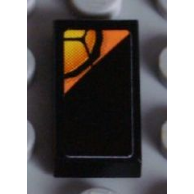 black tile 1 x 2 with snakeskin on black background pattern model left side sticker - set 8158