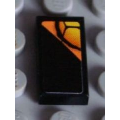 black tile 1 x 2 with snakeskin on black background pattern model right side sticker - set 8158