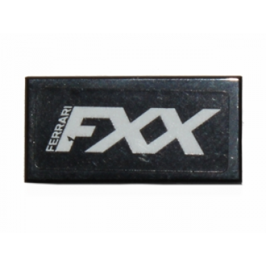 black tile 1 x 2 with white ferrari fxx pattern sticker - set 30195