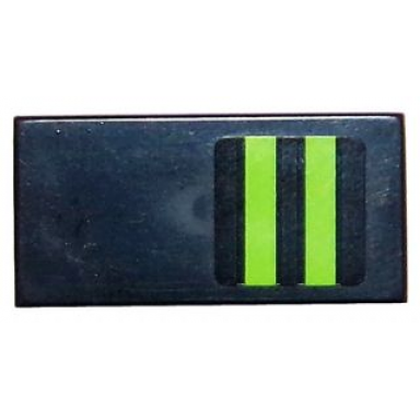 black tile 1 x 2 with 2 lime stripes on black background pattern sticker - set 8133