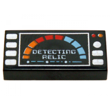black tile 1 x 2 with silver buttons meter and detecting relic pattern