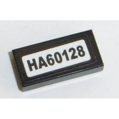 black tile 1 x 2 with ha60128 pattern sticker - set 60128