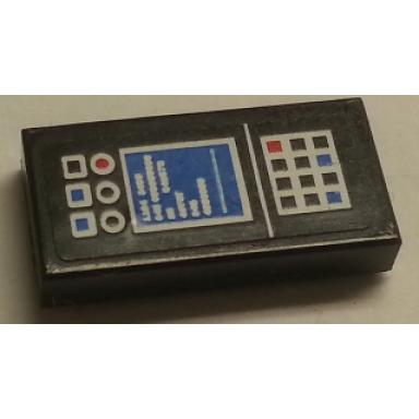 black tile 1 x 2 with airplane controls pattern sticker - set 8068