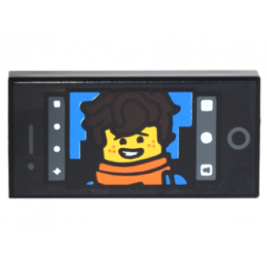 black tile 1 x 2 with cell phone smartphone screen and jay walker selfie pattern
