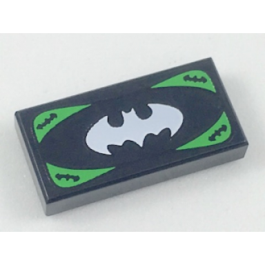 black tile 1 x 2 with bat-merch voucher pattern