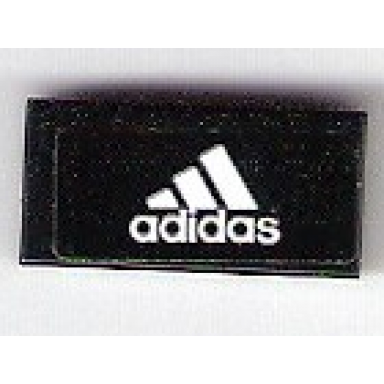 black tile 1 x 2 with white adidas logo on black background pattern sticker - set 75876