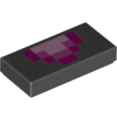 black tile 1 x 2 with pixelated bright pink dark pink and magenta tongue pattern minecraft dragon