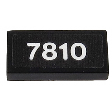 black tile 1 x 2 with white 7810 on black background pattern sticker - set 40370