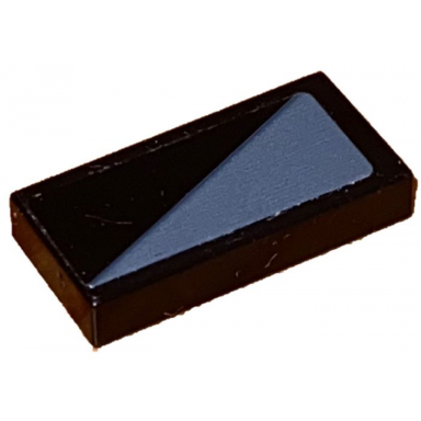 black tile 1 x 2 with dark bluish gray triangle pattern model right side sticker - set 75892