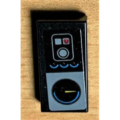 black tile 1 x 2 with gauges and buttons pattern sticker - set 42078