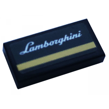 black tile 1 x 2 with silver lamborghini and gold stripe pattern sticker - set 76899