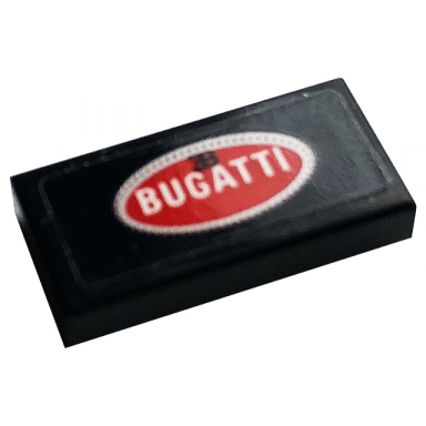 black tile 1 x 2 with red logo bugatti pattern sticker - set 42083
