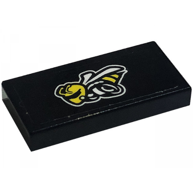 black tile 1 x 2 with angry bee pattern sticker - set 76904