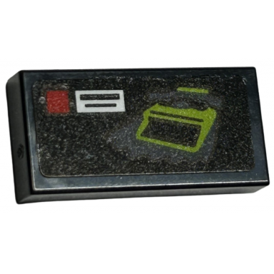 black tile 1 x 2 with lego ideas set box art lime typewriter pattern sticker - set 40574