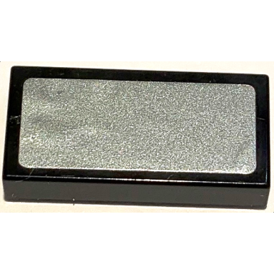 black tile 1 x 2 with silver mirror pattern sticker - sets 10304 42141