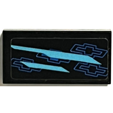 black tile 1 x 2 with medium azure stripes and blue chevrolet logos pattern model left side sticker - set 75891