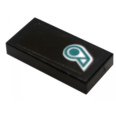 black tile 1 x 2 with dark turquoise and white petronas logo pattern sticker - set 76909