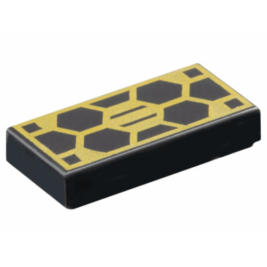 black tile 1 x 2 with hexagonal gold solar panel pattern