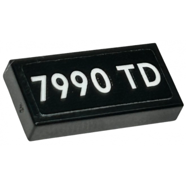 black tile 1 x 2 with white 7990 td font type 2 pattern sticker - set 76424