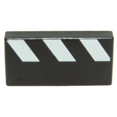 black tile 1 x 2 with white diagonal partial stripes pattern