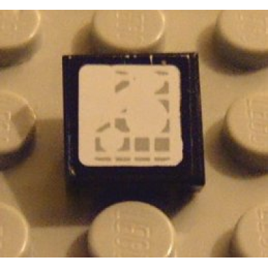 black tile 1 x 1 with headlight pattern sticker - set 8858-1