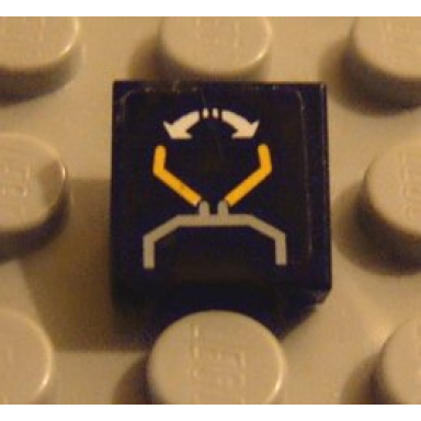 black tile 1 x 1 with crane and arrows pattern sticker - set 8479