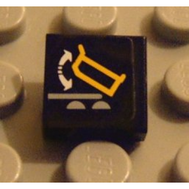 black tile 1 x 1 with dump truck and arrows pattern sticker - set 8479