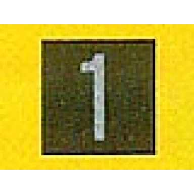 black tile 1 x 1 with silver number 1 pattern