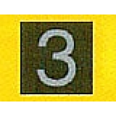 black tile 1 x 1 with silver number 3 pattern