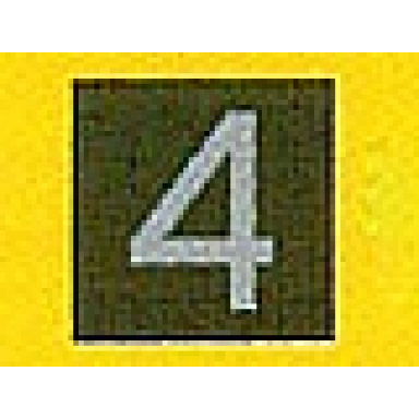 black tile 1 x 1 with silver number 4 pattern
