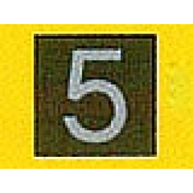 black tile 1 x 1 with silver number 5 pattern