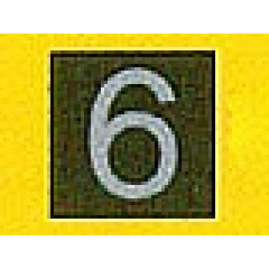 black tile 1 x 1 with silver number 6 pattern