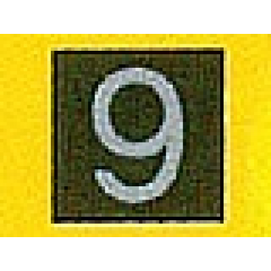 black tile 1 x 1 with silver number 9 pattern