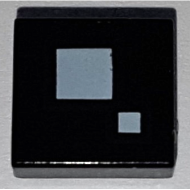 black tile 1 x 1 with 2 white squares pattern brickheadz square eye